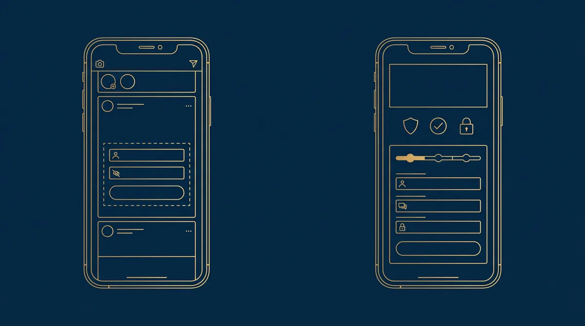 Deux smartphones en plan doré : un formulaire court intégré à Facebook et une landing page complète